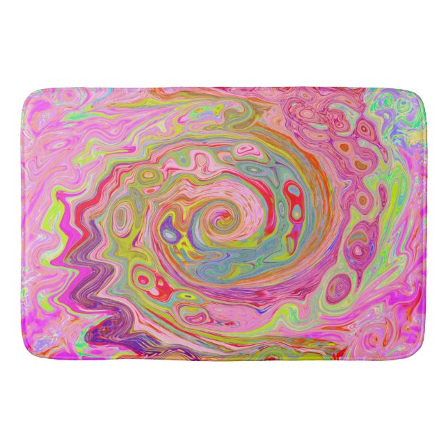 Retro Rosa, Gelb und Magenta Abstrakte Kunst, Dich Badematte (Vorderseite)