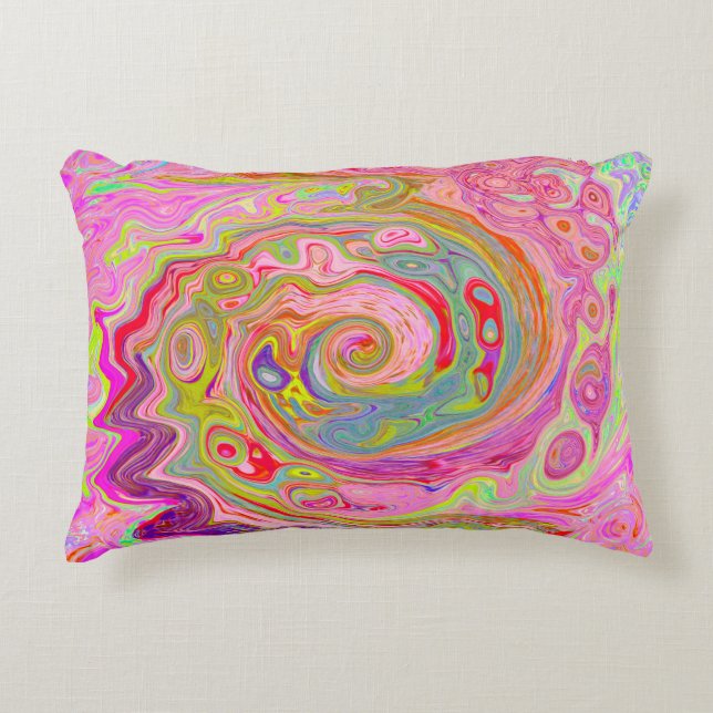 Retro Rosa, Gelb und Magenta Abstrakte Kunst, Dich Dekokissen (Vorderseite)