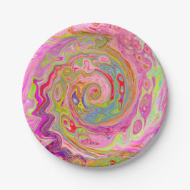 Retro Rosa, Gelb und Magenta Abstrakte Kunst, Dich Pappteller