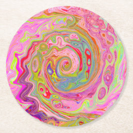 Retro Rosa, Gelb und Magenta Abstrakte Kunst, Dich Runder Pappuntersetzer