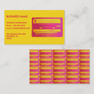 Retro Rosa & Gelbe Kassette Visitenkarte