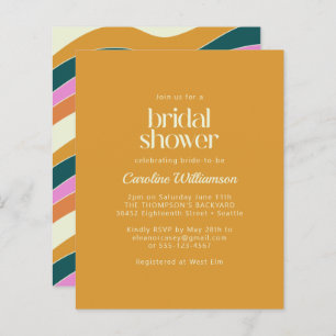 Retro-Rosa-Gelbwavy-Linien-Brautparty