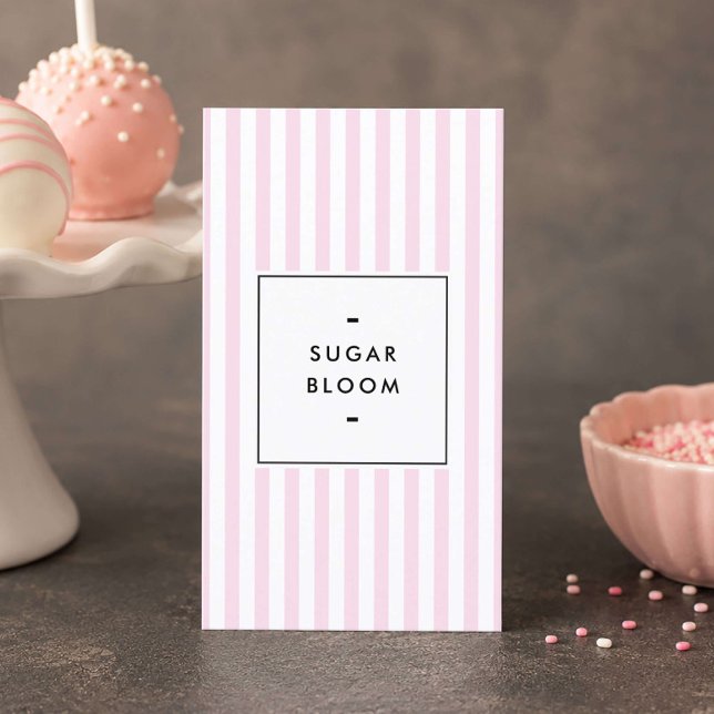 Retro-Rosa-Gestreifte-Cake-Pops Visitenkarte (Von Creator hochgeladen)