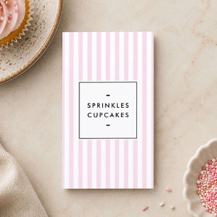 Retro-Rosa-Gestreifte-Cupcake-Bäckerei Visitenkarte