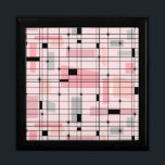 Retro-Rosa Gitter und Sternexplosionen Geschenkbox<br><div class="desc">Dieses Retro Pink Grid und Sternexplosionen Tile Geschenkboxen ist, wo Vintager Stil trifft modernen Tag. Es hat einen hellrosa Hintergrund mit kitschigen, abseits von Kästchen und Rechtecken in Taubengrau und drei Rosatönen. Die skurrilen Farbblöcke werden überlagert und in einige Rasterschnittstellen bearbeitet. Es gibt auch schwarze Rechtecke mit schwarzen vertikalen und...</div>