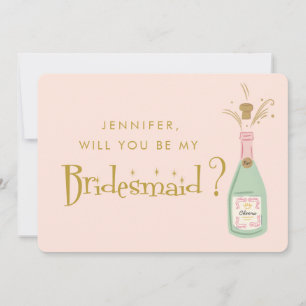 Retro Rosa & Gold Handschrift Brautjungfer Vorschl Einladung
