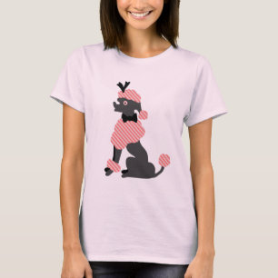 Retro rosa grauer sitzender Hund 50er des T-Shirt