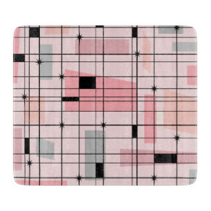 Retro Rosa Grid und Sternenexplosion Schneidbrett Schneidebrett