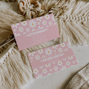 Retro Rosa Groovy Floral Boho Mädchenhaft Einzigar Visitenkarte