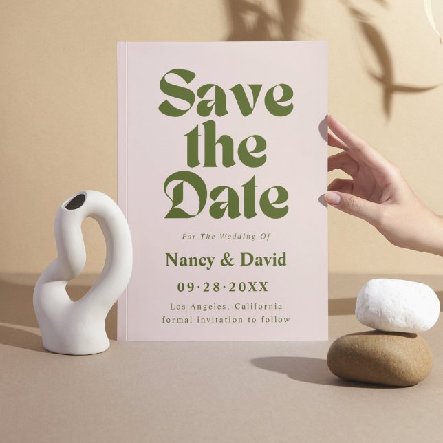 Retro Rosa Grüne Hochzeit  Heiratsantrag Save The Date (Von Creator hochgeladen)