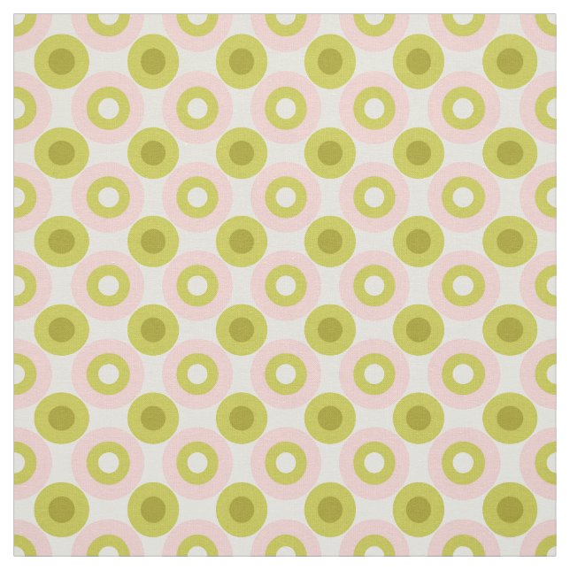 Retro Rosa Grüne Kreise Muster Stoff (Muster)