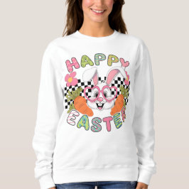 Retro-Rosa-Herzbrille-Osterhase-Frohe-Ostern Sweatshirt