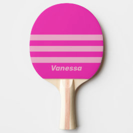 Retro Rosa Himmel Dreifach Streifen mit Namen Tischtennis Schläger