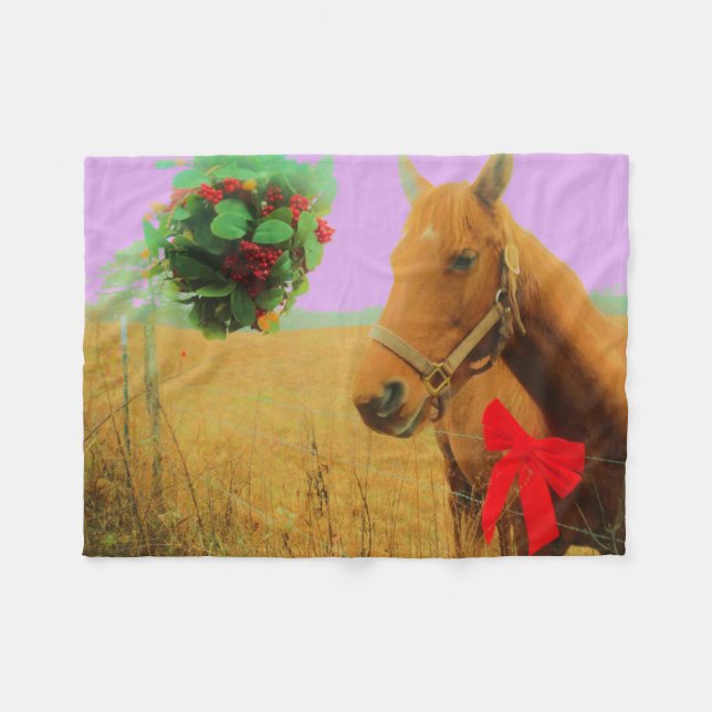 Retro Rosa Himmelskaffe Fleecedecke (Vorderseite (Horizontal))