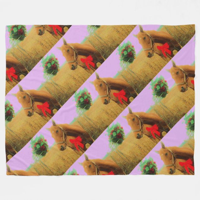 Retro Rosa Himmelskaffe Fleecedecke (Vorderseite (Horizontal))