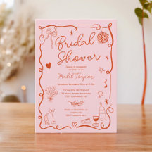 Retro rosa illustriertes Brautparty