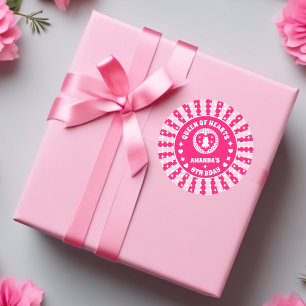 Retro Rosa Königin des Herzens Geburtstag Runder Aufkleber