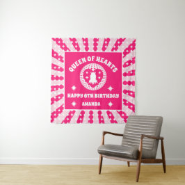 Retro Rosa Königin des Herzens Geburtstagsbanner Wandteppich