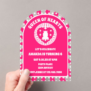 Retro Rosa Königin des Herzens Geburtstagsparty Ar Acryleinladungen