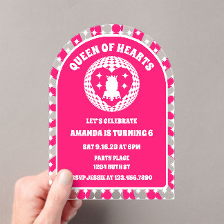 Retro Rosa Königin des Herzens Geburtstagsparty Ar Acryleinladungen