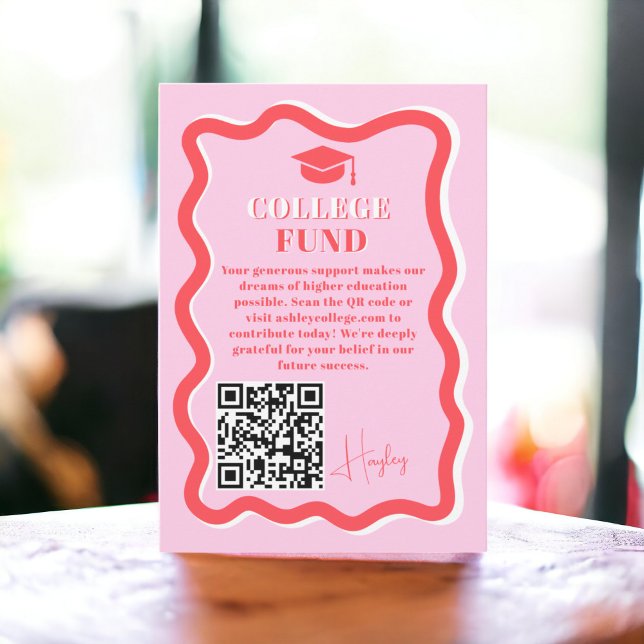 Retro-Rosa-Kurve quiggle Wavy-Fond-Abschluss Begleitkarte (Retro pink curve squiggle wavy fund graduation enclosure card)