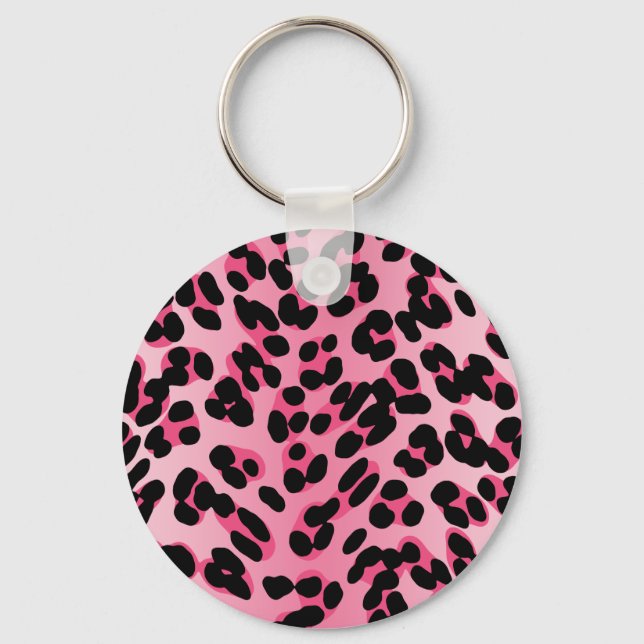 Retro rosa Leopard Print Schlüsselanhänger (Vorderseite)