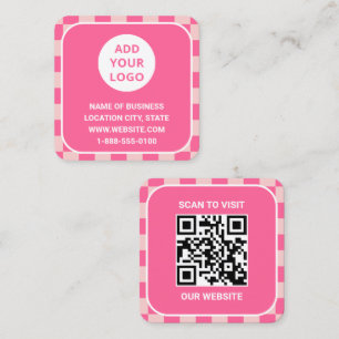 Retro-Rosa-Logo und QR-Code Quadratische Visitenkarte