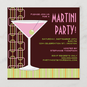 Retro rosa Martini-Cocktail-Party Einladung