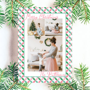 Retro Rosa & Mintgrün Muster 3 Foto Weihnachten