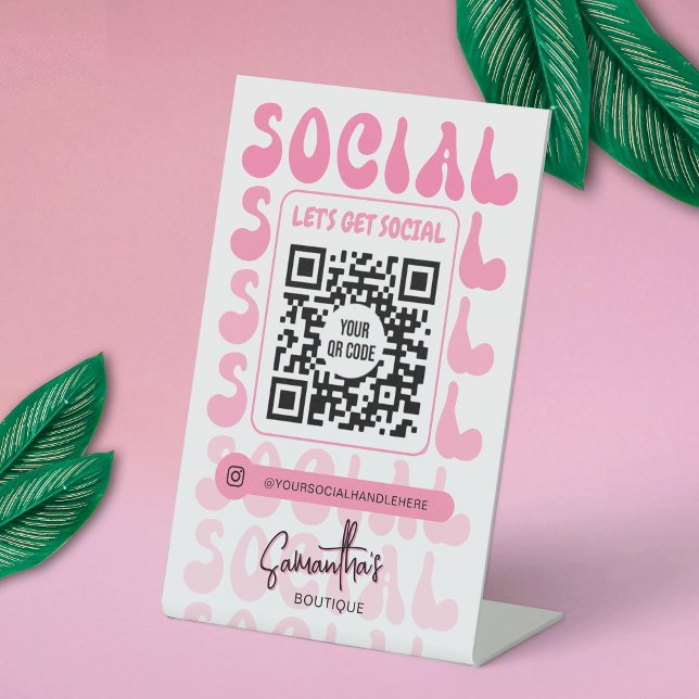 Retro-Rosa-Modern-Logo-Social-Media-QR-Code Sockelschild (Von Creator hochgeladen)