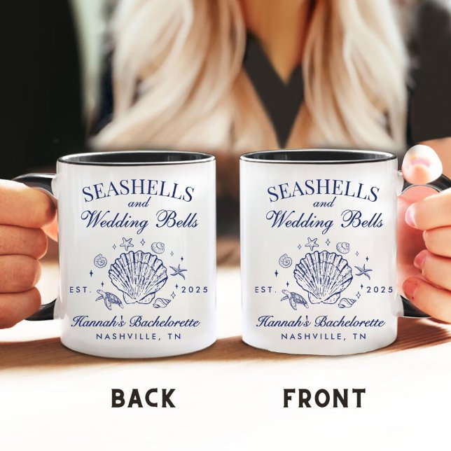 Retro Rosa Muscheln & Hochzeitsglocken Junggeselli Kaffeetasse (Von Creator hochgeladen)
