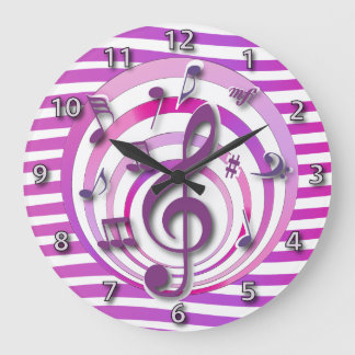 Retro Rosa-musikalische Anmerkungen des Effekt-3D Große Wanduhr