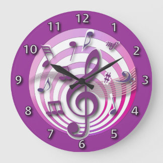 Retro Rosa-musikalische Anmerkungen des Effekt-3D Große Wanduhr