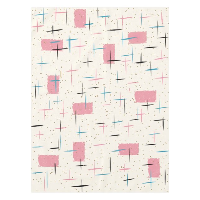 Retro rosa Muster-atomartischdecke Tischdecke (Vorderseite)