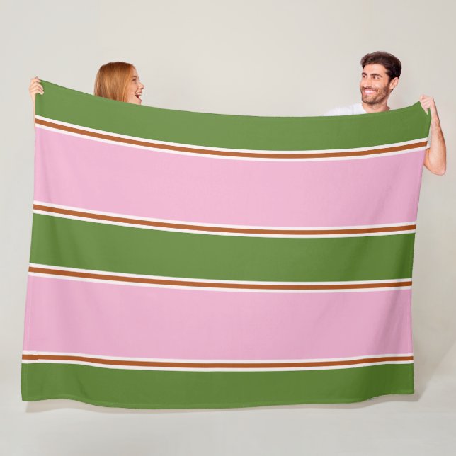 Retro rosa Muster des grünen Streifens Fleecedecke (Beispiel)