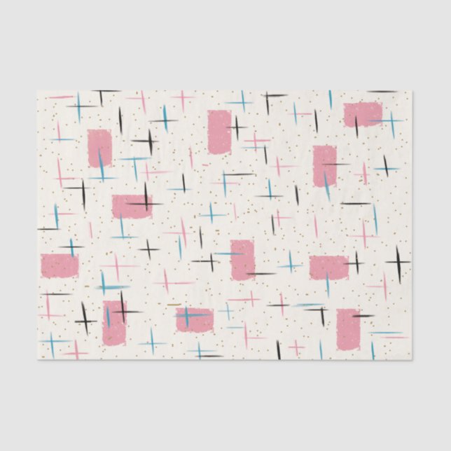 Retro rosa Muster-Gewebe-atomarband Seidenpapier (Vorderseite)