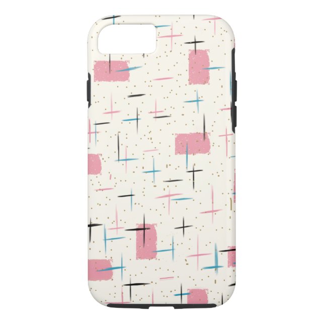 Retro rosa Muster iPhone 7 Atomarfall Case-Mate iPhone Hülle (Rückseite)