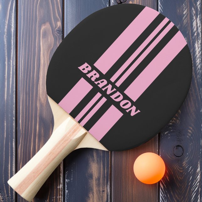 Retro Rosa Nachtstreifen mit doppelter Kundgebung  Tischtennis Schläger (Von Creator hochgeladen)