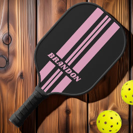 Retro Rosa Nachtstreifen mit zwei Kundgebungen mit Pickleball Schläger