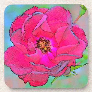 Retro Rosa Offene Rose/Untersetzer Untersetzer