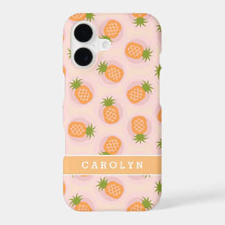 Retro rosa orange Ananasmuster Monogramm
