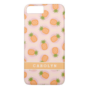 Retro rosa orange Ananasmuster Monogramm Case-Mate iPhone Hülle