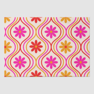 Retro Rosa Orange Blume auf Ogee Muster Seidenpapier