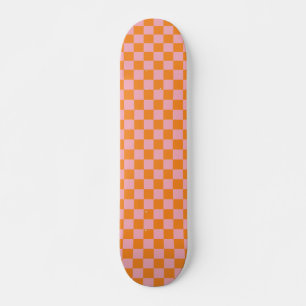 Retro Rosa Orange Checkerboard Skateboard