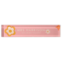 Retro rosa orange Daisy Lehrer Schreibtisch Namens
