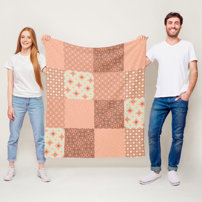 Retro Rosa Patchwork Fleecedecke (Beispiel)