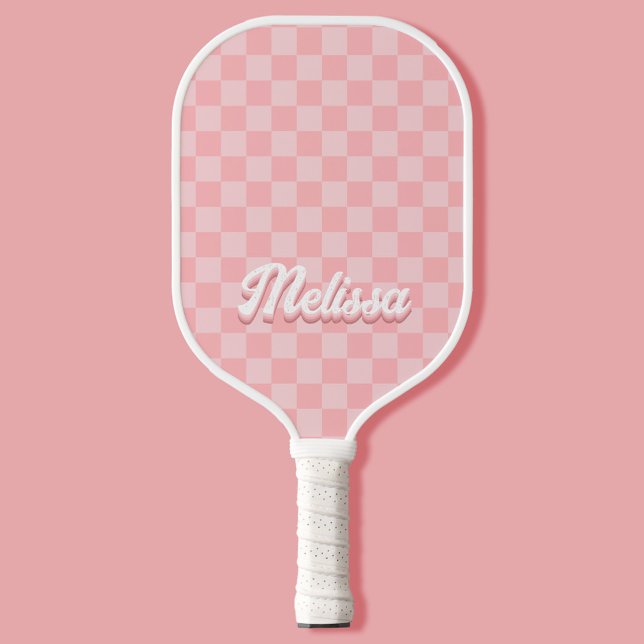 Retro-Rosa-Prüfmonogramm Pickleball Schläger (Von Creator hochgeladen)