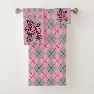 Retro-Rosa-Pudel-Badehandtücher-Set Geschenk Badhandtuch Set