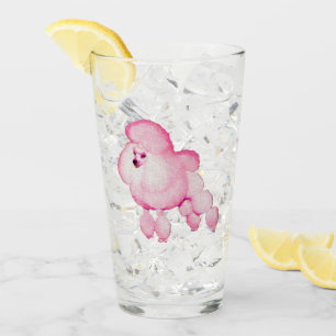 Retro rosa Pudel Glas