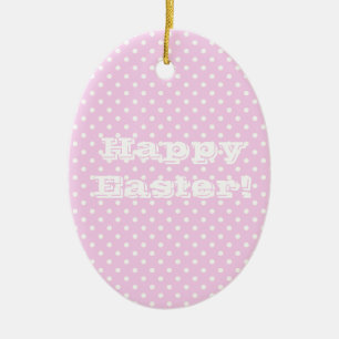 Retro Rosa Punkte Frohe Ostern Keramik Ornament